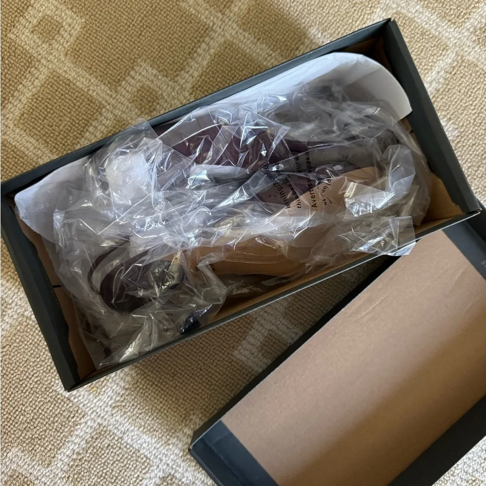 NWT Ann Taylor Suede Heels Square Toe Slingback Sandals Holiday Shoes Plum 8.5 - Picture 5 of 12